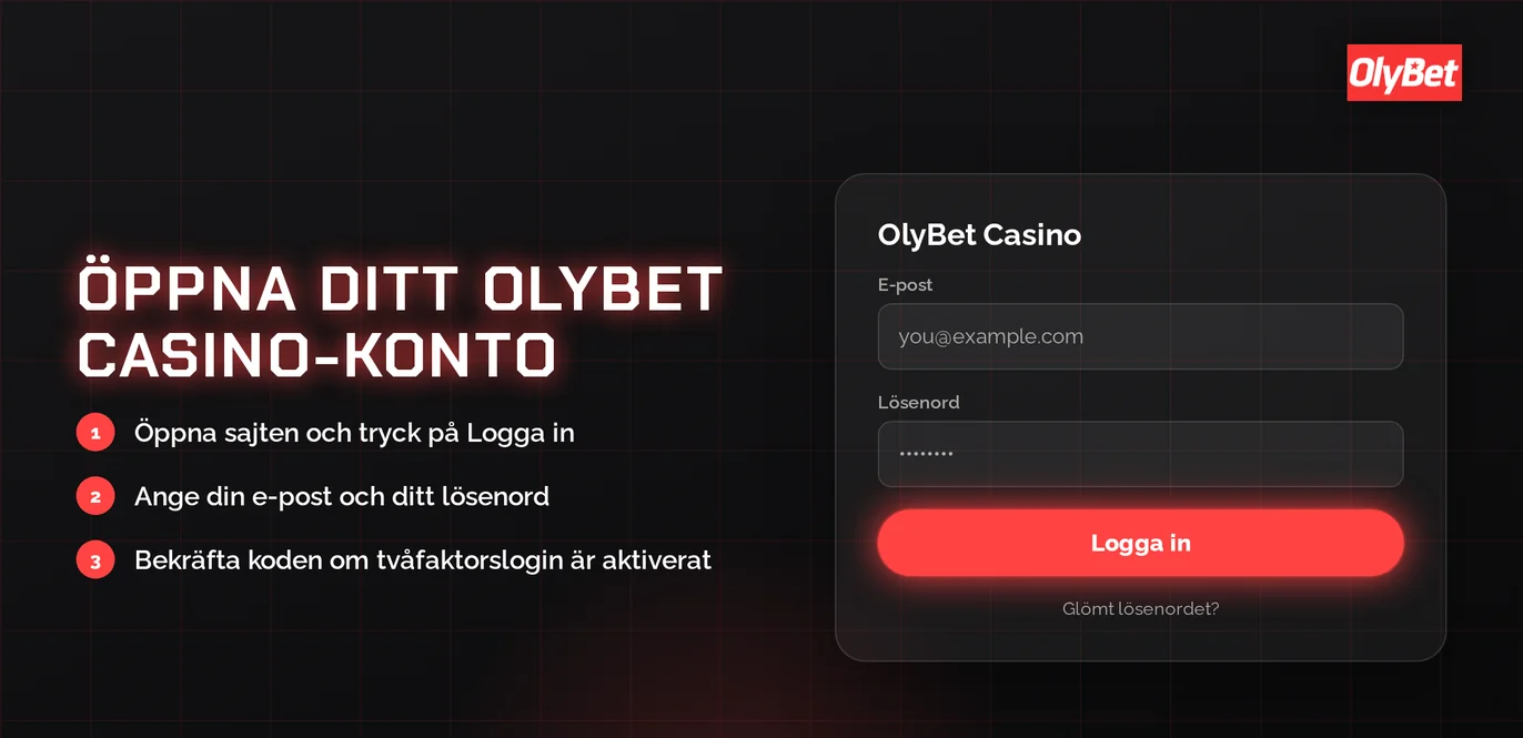 Logga in på OlyBet Casino.