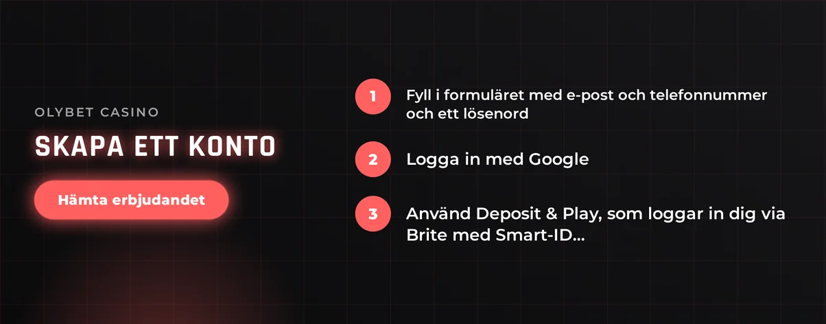 Registrera konto i tre steg.