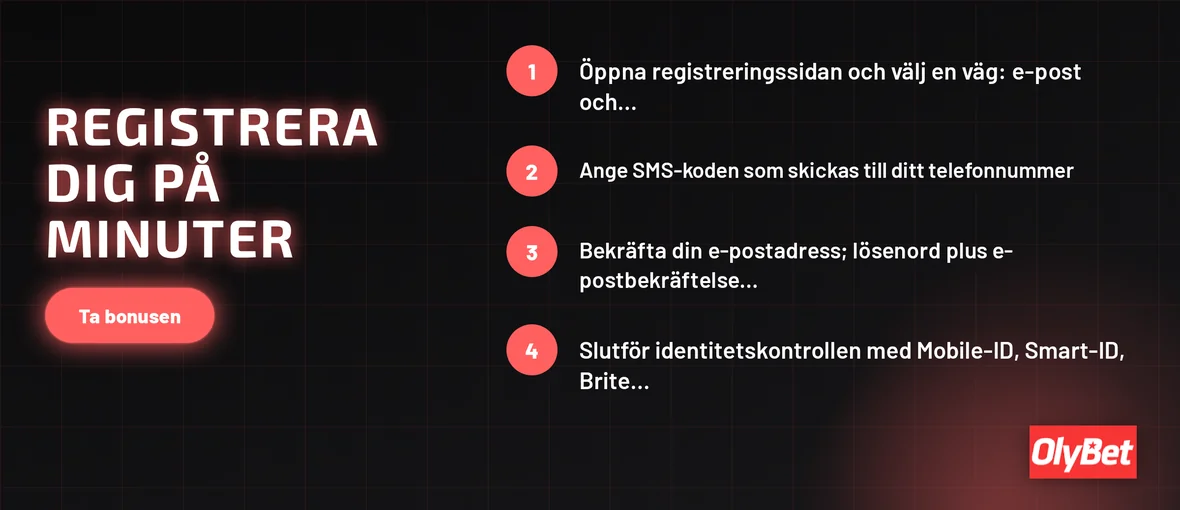 Slutför kontoöppningen hos OlyBet Casino.